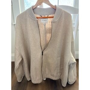 Banana Republic Melton Coat Bomber Jacket Cream Tan Nude Women's XXL